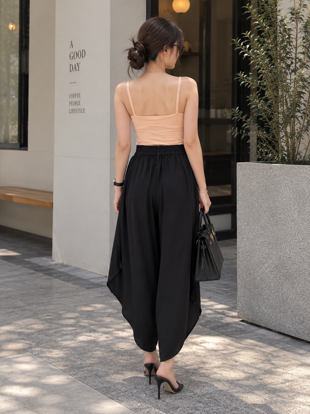 Genis Cullotes Slit Pants - Black